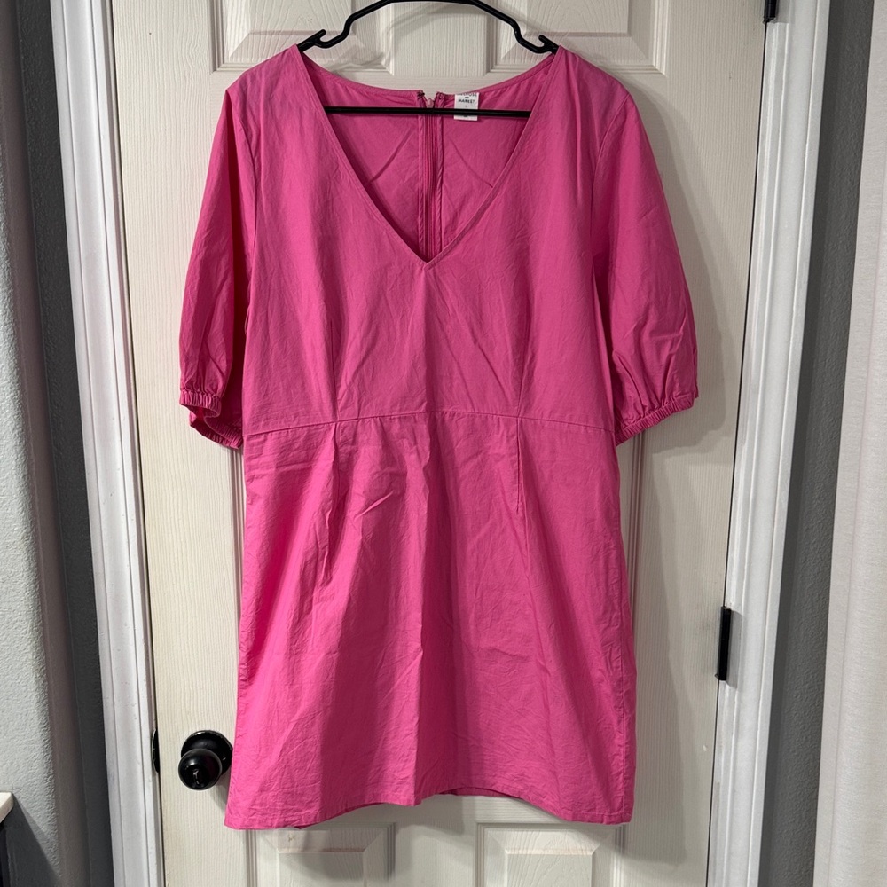 Melrose and Market Hot Pink V-Neck Short Sleeve Tunic Size Large